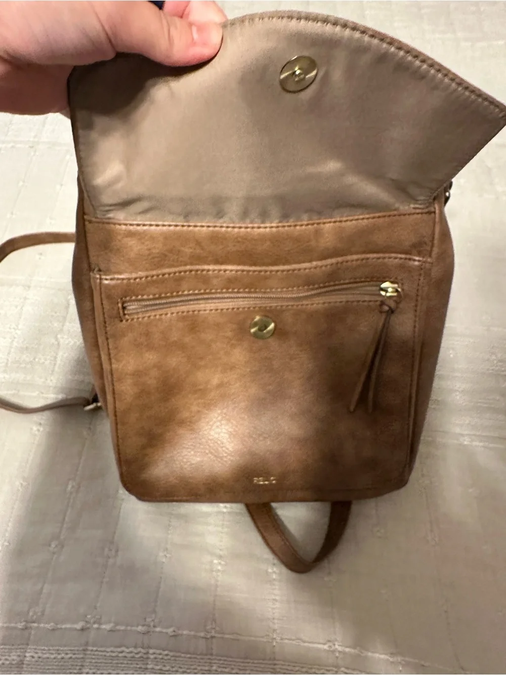 Relic Brown Convertible Leather Backpack Crossbody